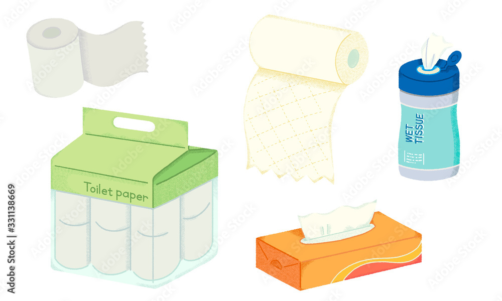 紙の日用品 生活雑貨の素材イラスト シームレス Stock Illustration Adobe Stock