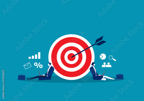 The market strategy business with team people working vector illustrator