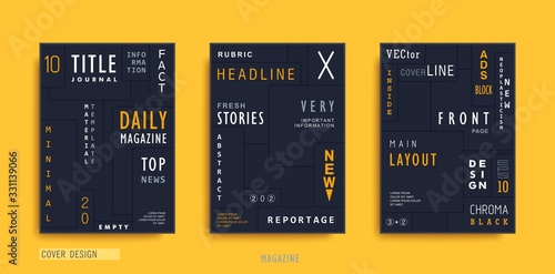 Creative black covers template. Material design with embossed effect. Trendy vector poster