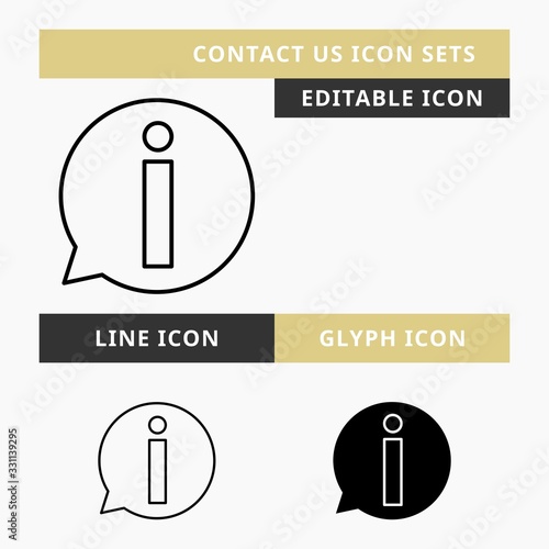 Contact Us icons set vector design, modern editable line and  glyph icon, black color and isolated for icon presentation, website and banner