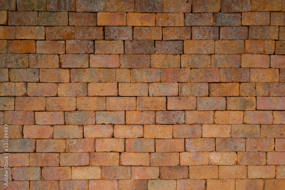 wall background, brown background  abstract, orange mortar texture, old wall