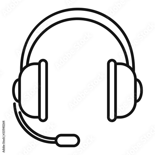 Customer headset icon. Outline customer headset vector icon for web design isolated on white background