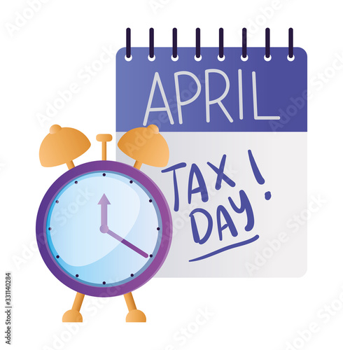 tax day calendar and clock vector design