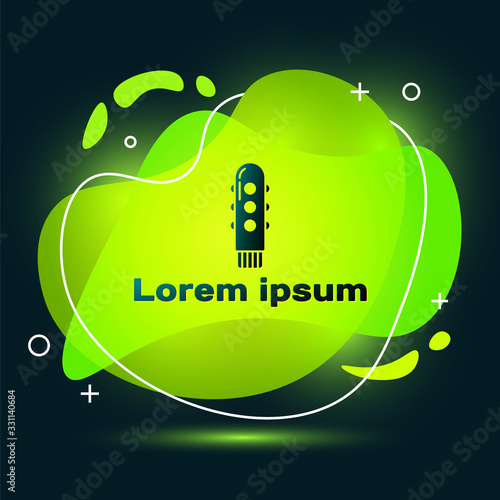 Black Dildo vibrator for sex games icon isolated on black background. Sex toy for adult. Vaginal exercise machines for intimate. Abstract banner with liquid shapes. Vector Illustration