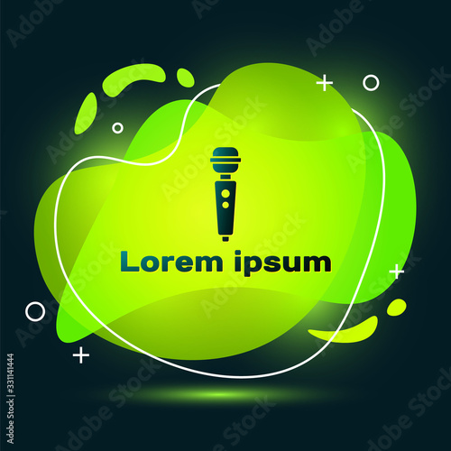 Black Dildo vibrator for sex games icon isolated on black background. Sex toy for adult. Vaginal exercise machines for intimate. Abstract banner with liquid shapes. Vector Illustration