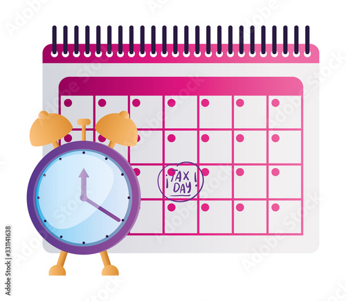 tax day calendar and clock vector design