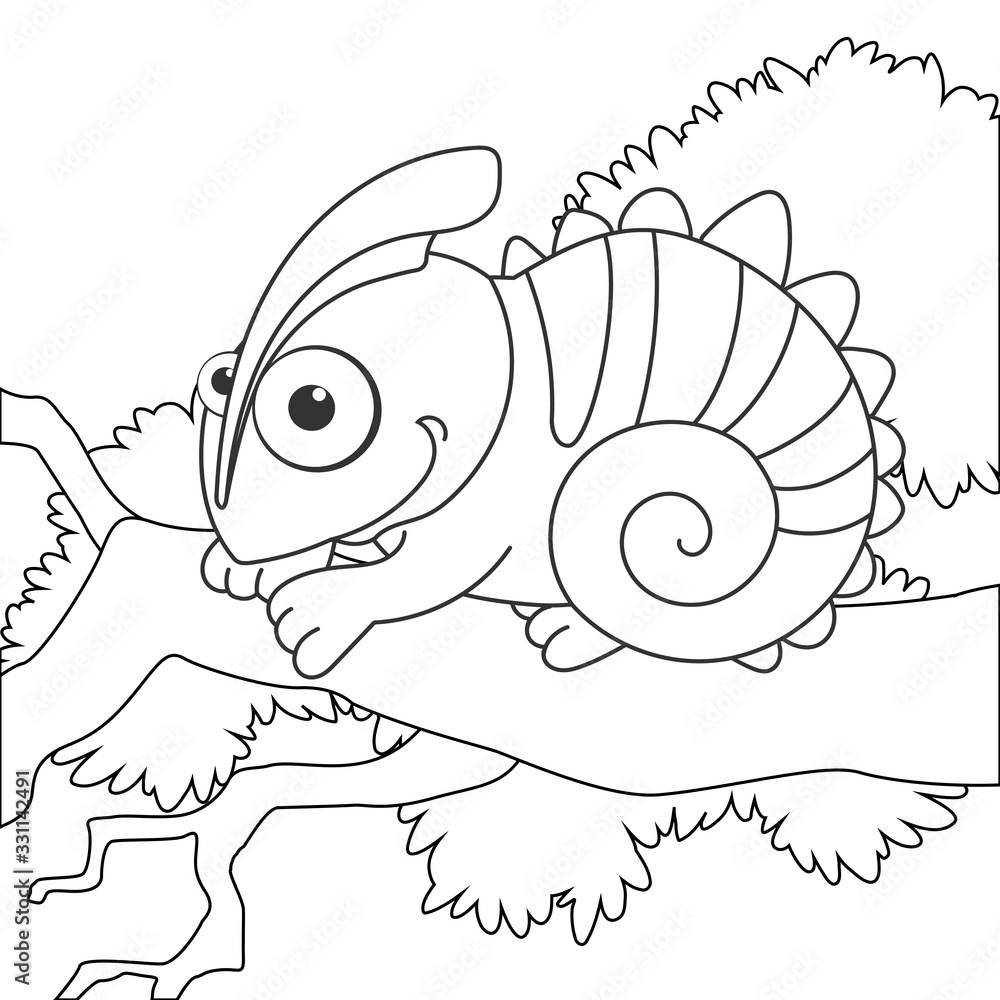 Chameleon Cartoon Outline