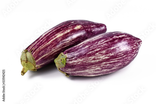 Wallpaper Mural 'Graffiti Eggplant', a teardrop shaped variation with striped with violet with ivory white skin isolated on white background Torontodigital.ca