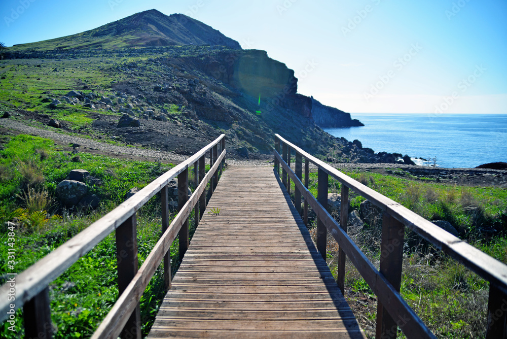 wooden path to the sea Madeira