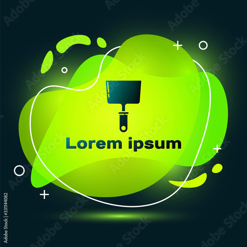 Black Putty knife icon isolated on black background. Spatula repair tool. Spackling or paint instruments. Abstract banner with liquid shapes. Vector Illustration