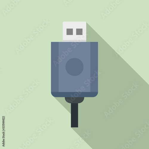Usb cable icon. Flat illustration of usb cable vector icon for web design
