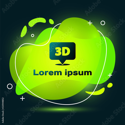 Black Speech bubble with text 3D icon isolated on black background. Abstract banner with liquid shapes. Vector Illustration