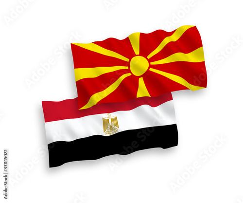 Flags of Egypt and North Macedonia on a white background