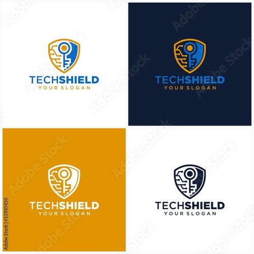 Tech Shield Logo Template Design Vector, Emblem, Design Concept, Creative Symbol, Icon