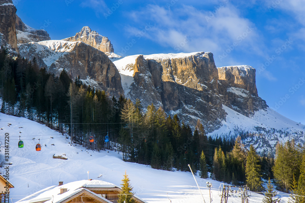Fototapeta premium Ski slopes on the high mountain