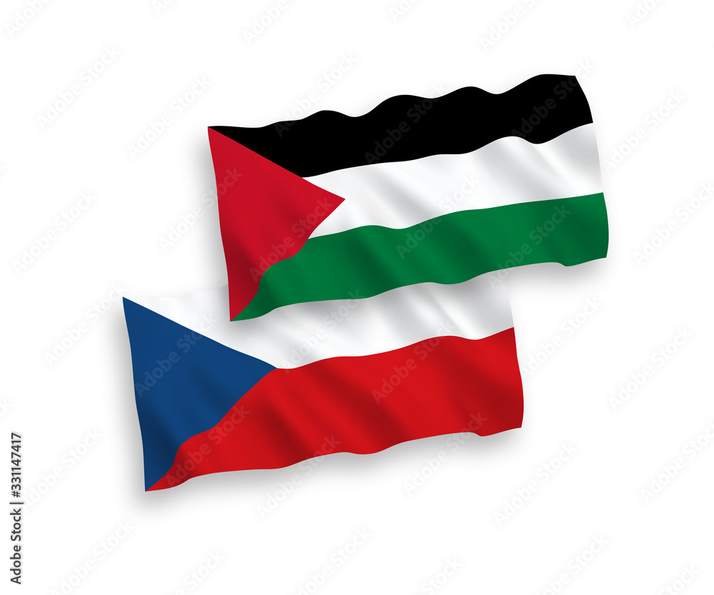 Flags of Czech Republic and Palestine on a white background Flags of Czech Republic and Palestine on a white background