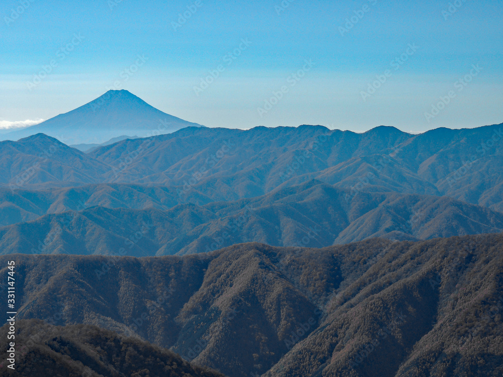 Naklejka premium Mt.Fuji and range of mountains