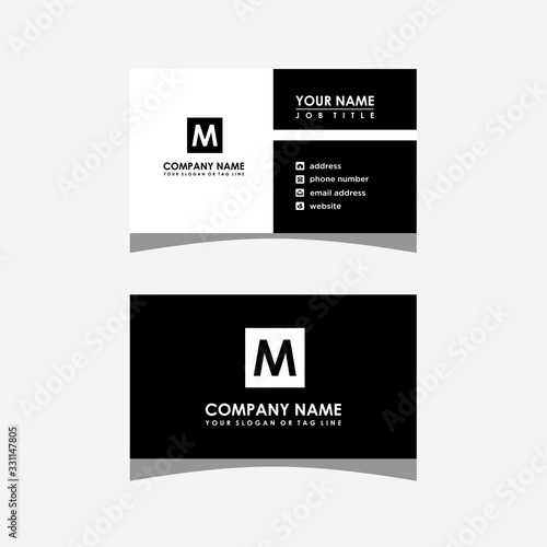 black and white business card template vector
