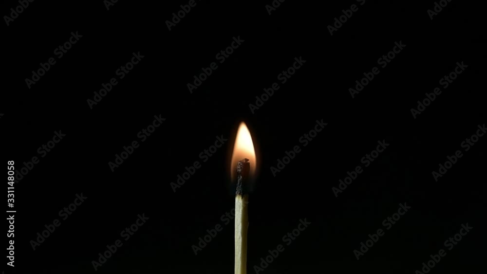 Match lighting and burning till the end and finally disappears from the flame on black background. The match lights up, burns and goes out. Match lighting and burning till the end and finally disappears from the flame on black background. The match lights up, burns and goes out.