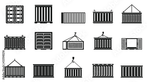 Cargo container ship icons set. Simple set of cargo container ship vector icons for web design on white background photo