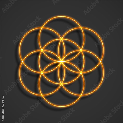 Sacred geometry, seed of life. Vector illustration.