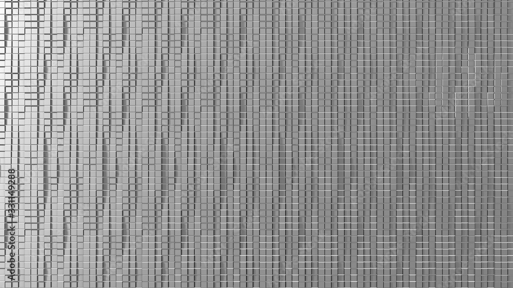 Fototapeta premium Abstract Glossy Silver Cubes Cubes Wave Pattern Background. 3D rendering.