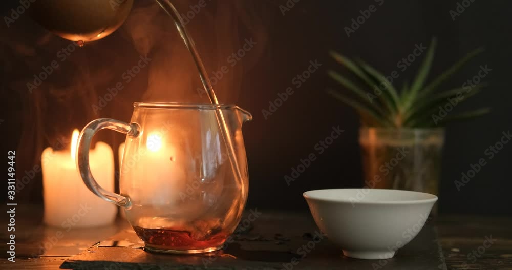 close up of china tea ceremony with candles , UHD 4k close up of china tea ceremony with candles , UHD 4k