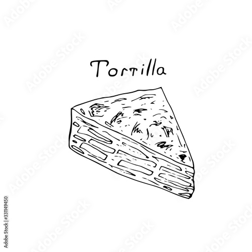 Traditional spanish snack tortilla, vector illustration