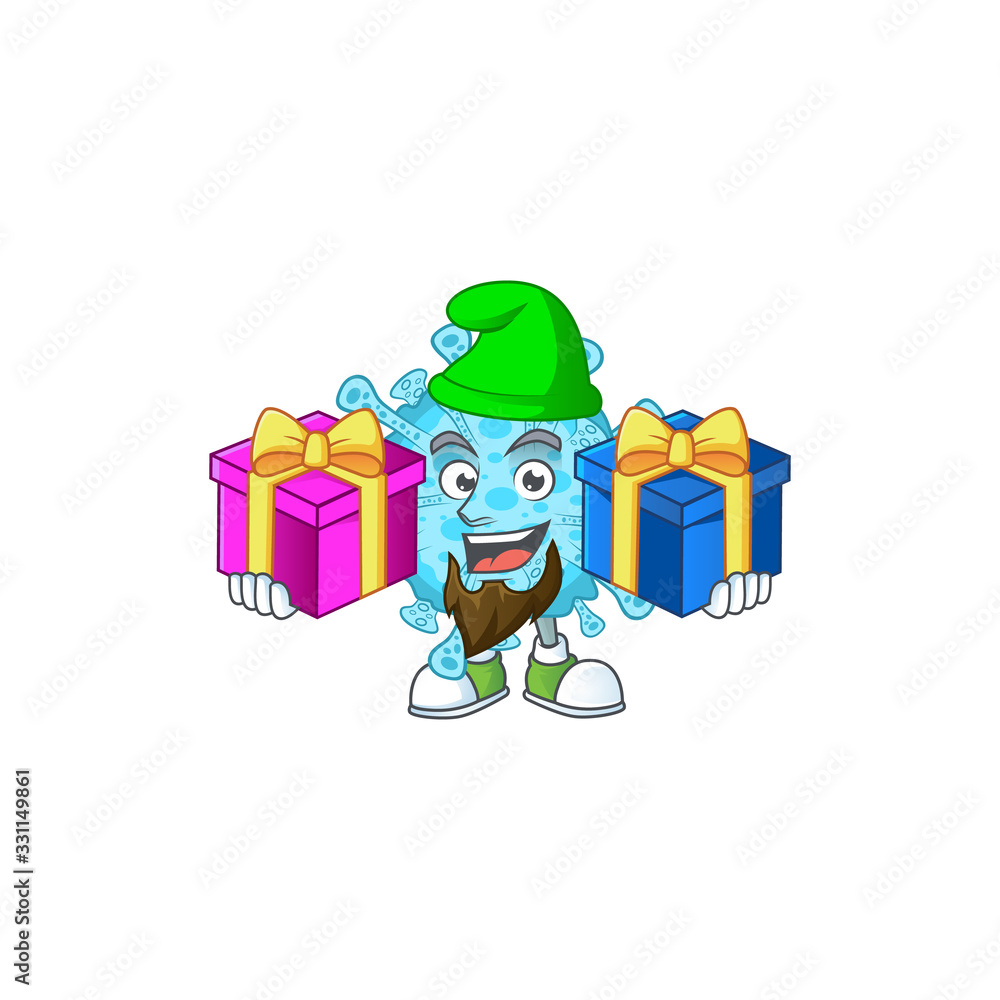Funny face cartoon design of fever coronavirus with tongue out Funny face cartoon design of fever coronavirus with tongue out