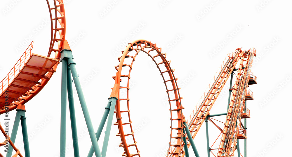 Obraz premium Roller coaster on white background