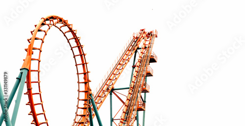 Fototapeta Naklejka Na Ścianę i Meble -  Roller coaster on white background