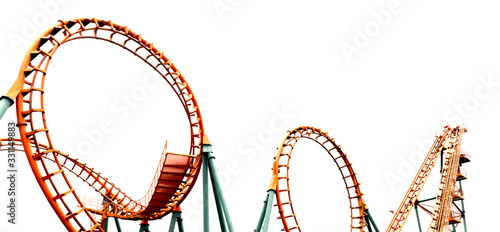 Roller coaster on white background