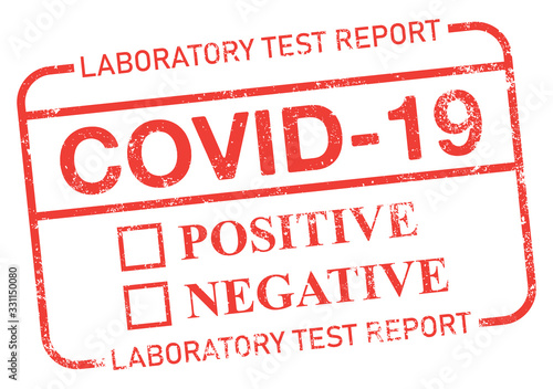 Covid-19 (Coronavirus) Laboratory Test Report. Vector Rubber Stamp.