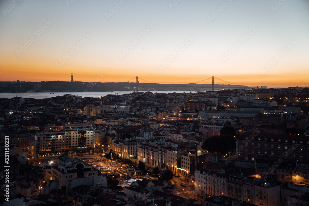 City of Lisbon at night. Travel destination.
