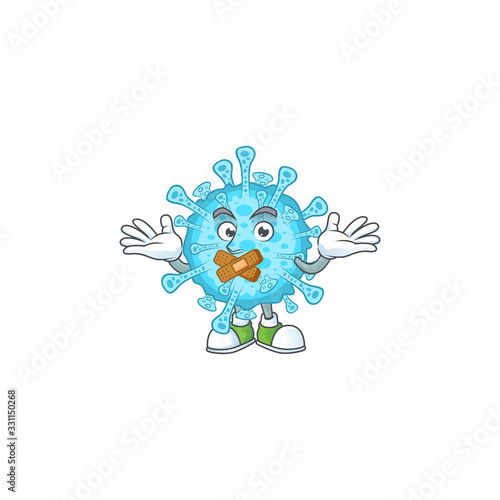 Fever coronavirus cartoon character design concept showing silent gesture