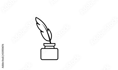 black line inkwell feather logo icon design