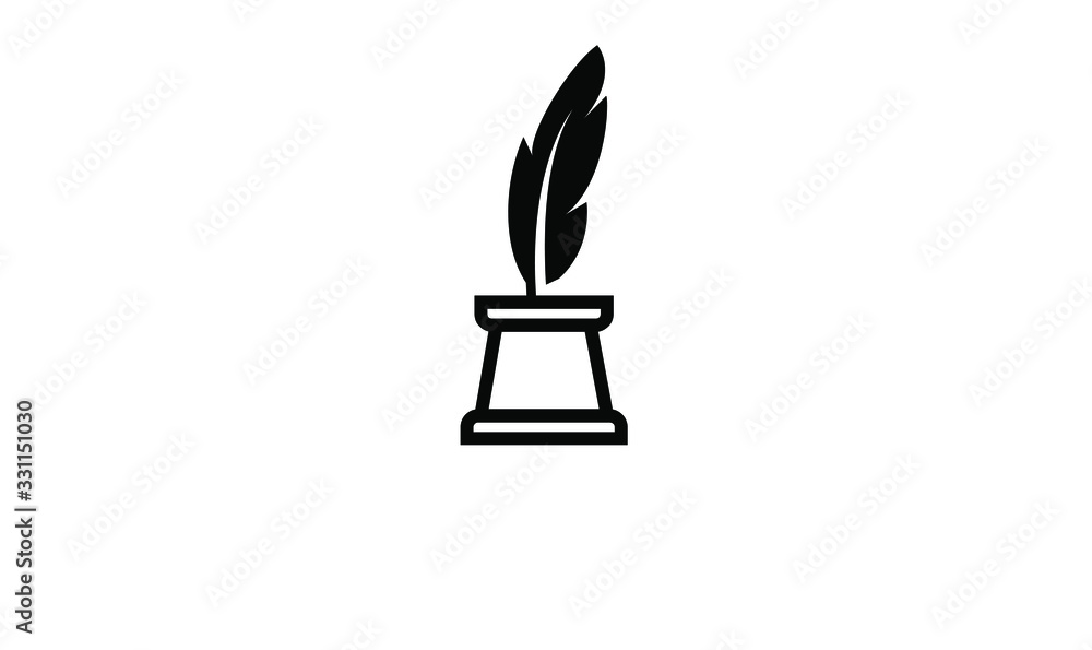 black line inkwell feather logo icon design black line inkwell feather logo icon design