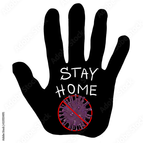 Hand stop coronavirus stay home