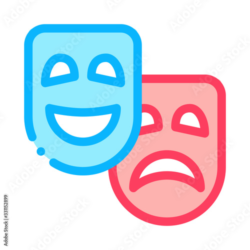 Mask People Emotions Icon Vector. Outline Mask People Emotions Sign. Isolated Contour Symbol Illustration