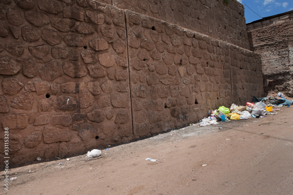 Cusco Peru. Garbage at street. Environment. Pollution. Cusco Peru. Garbage at street. Environment. Pollution.