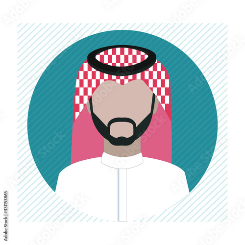 A Saudi man icon wearing shemagh and a thobe
