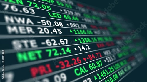 Stock market tickers. Digital animation of Stock market prices changing. 4k animation photo