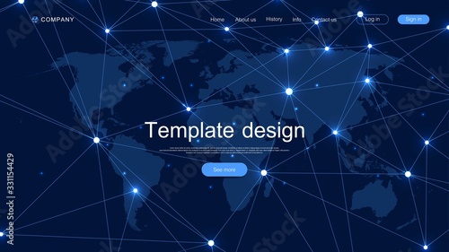 Landing page tech background with abstract circuit board textures. Geometric abstract background with lines circuit board . Website template design. Vector illustration.