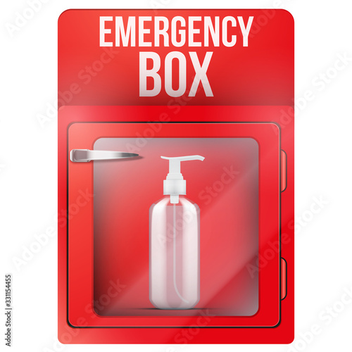 Emergency box with toilet roll paper in case of breakable glass. Vector illustration Isolated on white background.