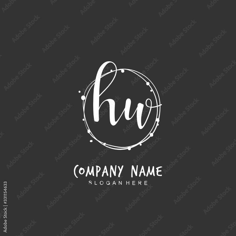 Handwritten initial letter H W HW for identity and logo. Vector logo template with handwriting and signature style. Handwritten initial letter H W HW for identity and logo. Vector logo template with handwriting and signature style.