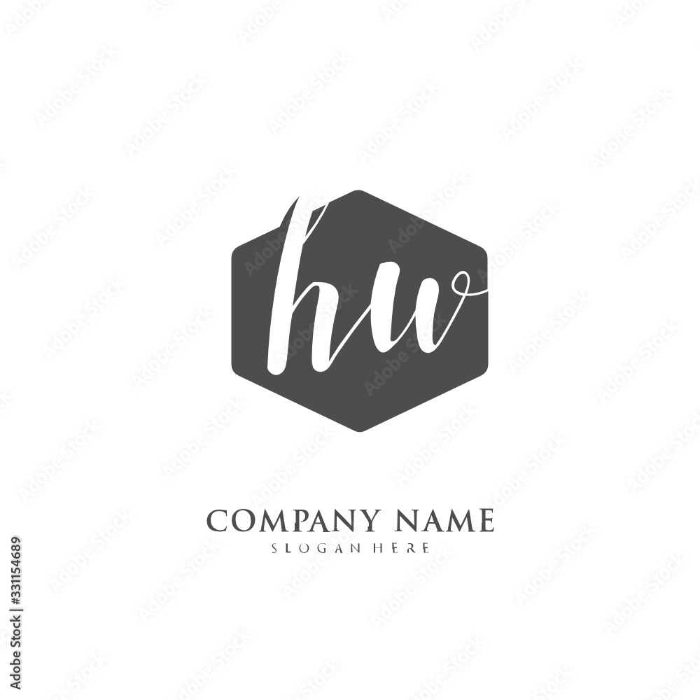 Obraz premium Handwritten initial letter H W HW for identity and logo. Vector logo template with handwriting and signature style.