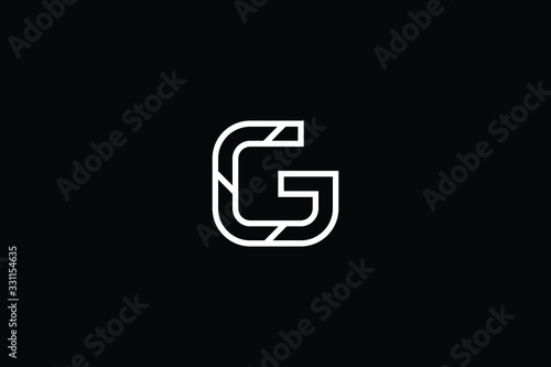 Minimal elegant monogram art logo. Outstanding professional trendy awesome artistic G GG initial based Alphabet icon logo. Premium Business logo White color on black background
