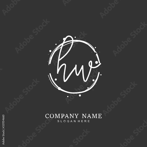 Handwritten initial letter H W HW for identity and logo. Vector logo template with handwriting and signature style.