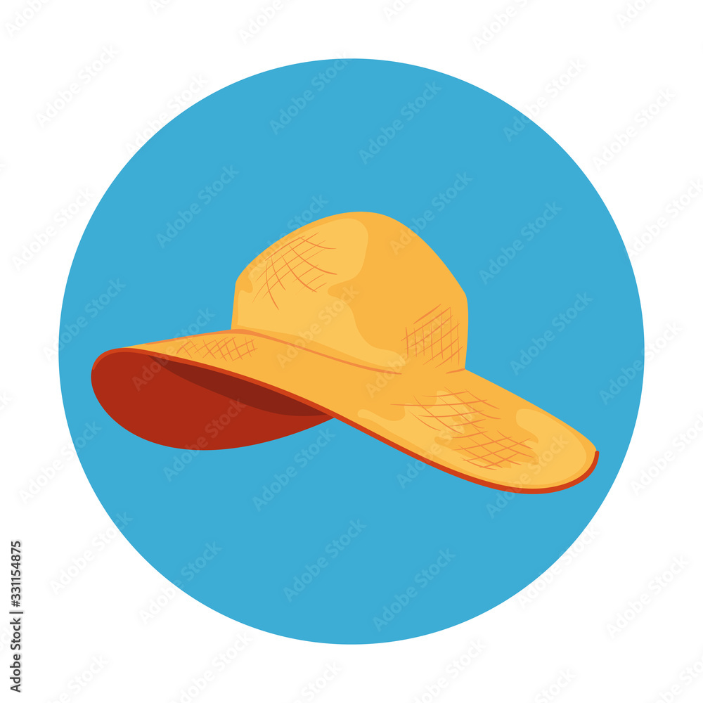 summer hat female in frame circular isolated icon vector illustration design