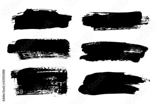 Vector set of hand drawn brush strokes, stains for backdrops. Handmade design elements.